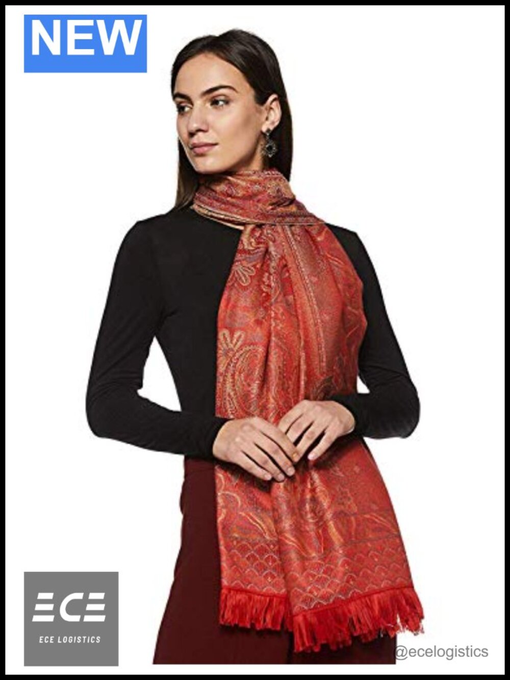 Pashmina Wool Blend Shawl Large Wrap Handcrafted Indian Woven